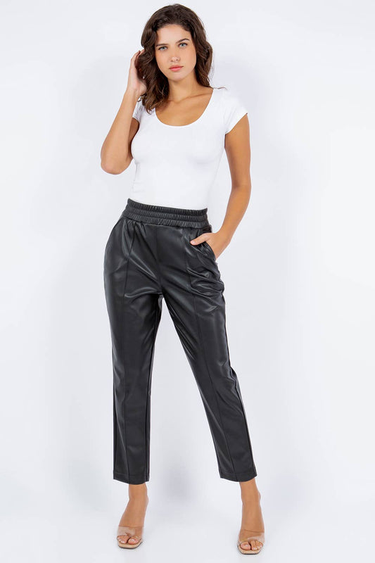 Faux Leather Straight Leg Pull-on Pants