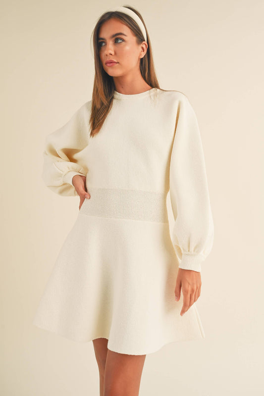 BALLON SLEEVE SWEATER DRESS