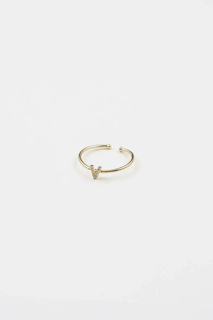 18K Gold Plated Adjustable Initial Ring