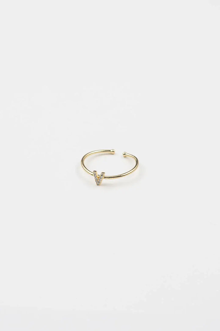 18K Gold Plated Adjustable Initial Ring