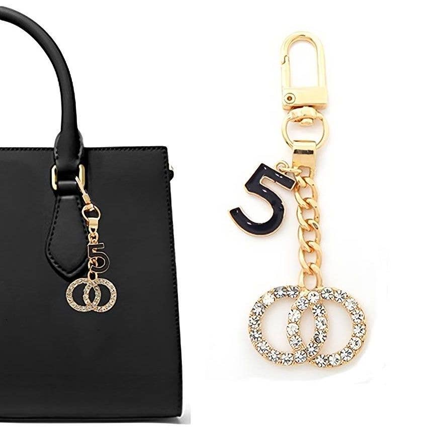 Number 5 Double O Handbag Charm Keychain