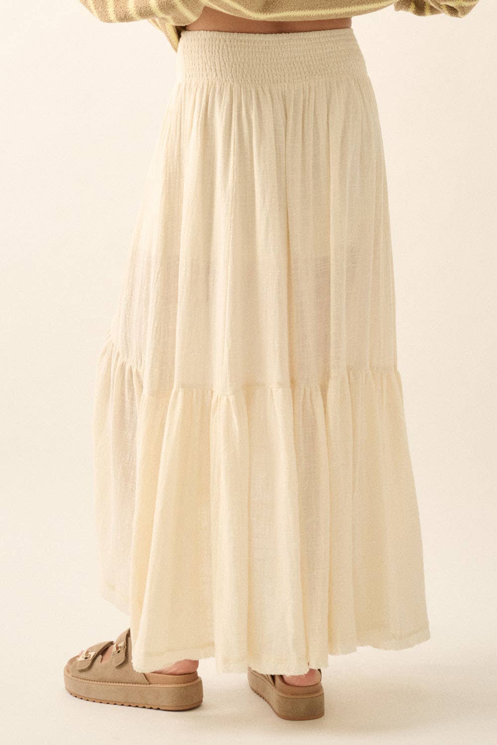 High-Low Ruffle Maxi Skirt