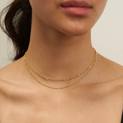 18K Gold Satellite Layered Choker