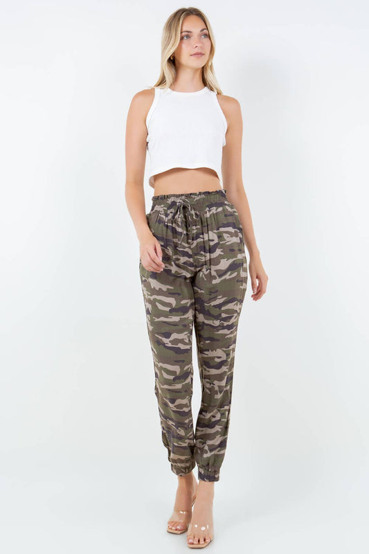 Rayon High Rise Camo Joggers