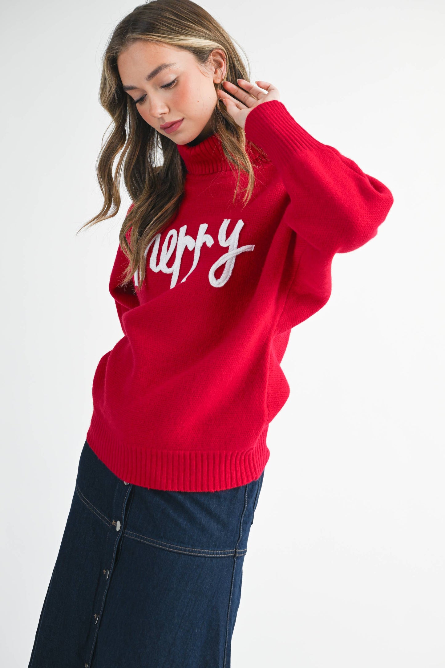 Merry Turtleneck Holiday Sweater