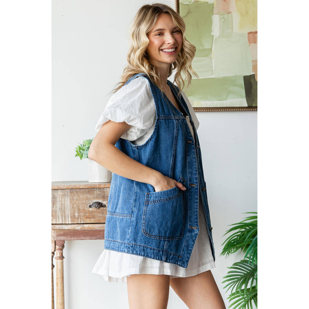 Denim Vest with Pockets