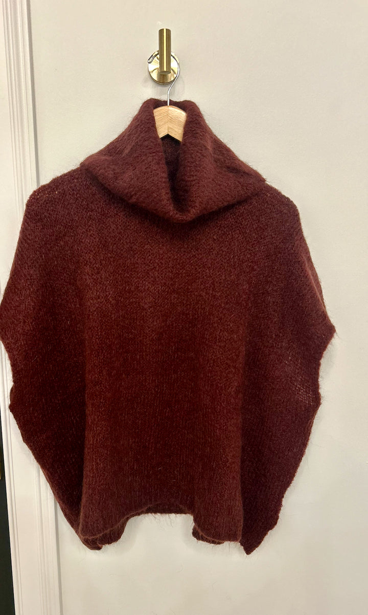 Wine Turtleneck Sleeveless Knit Sweater Vest