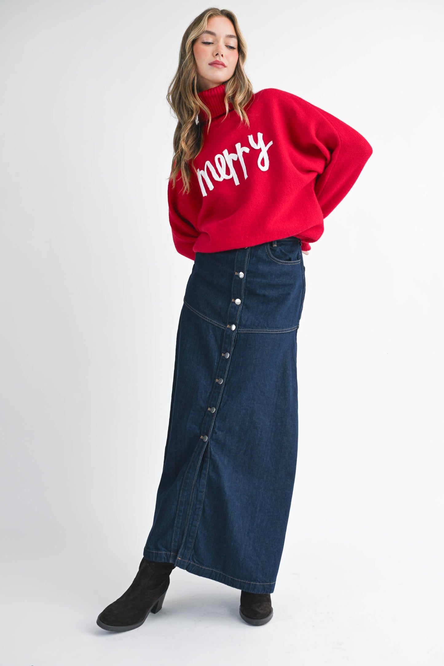 Merry Turtleneck Holiday Sweater