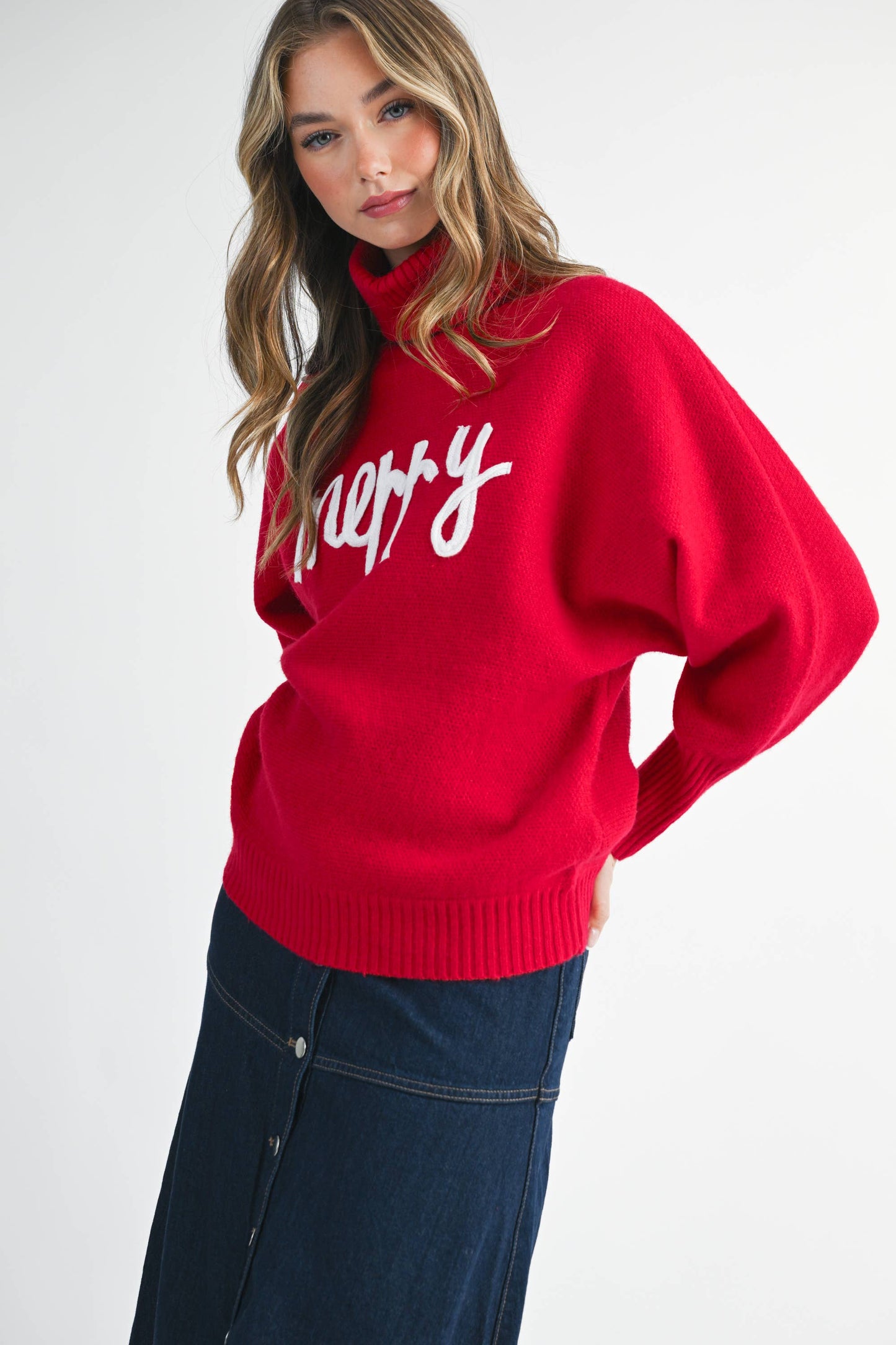 Merry Turtleneck Holiday Sweater