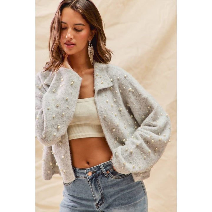 Pearl Embellished Soft Knit Cardigan