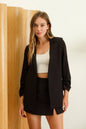 Notch Collar 3/4 Sleeve Blazer