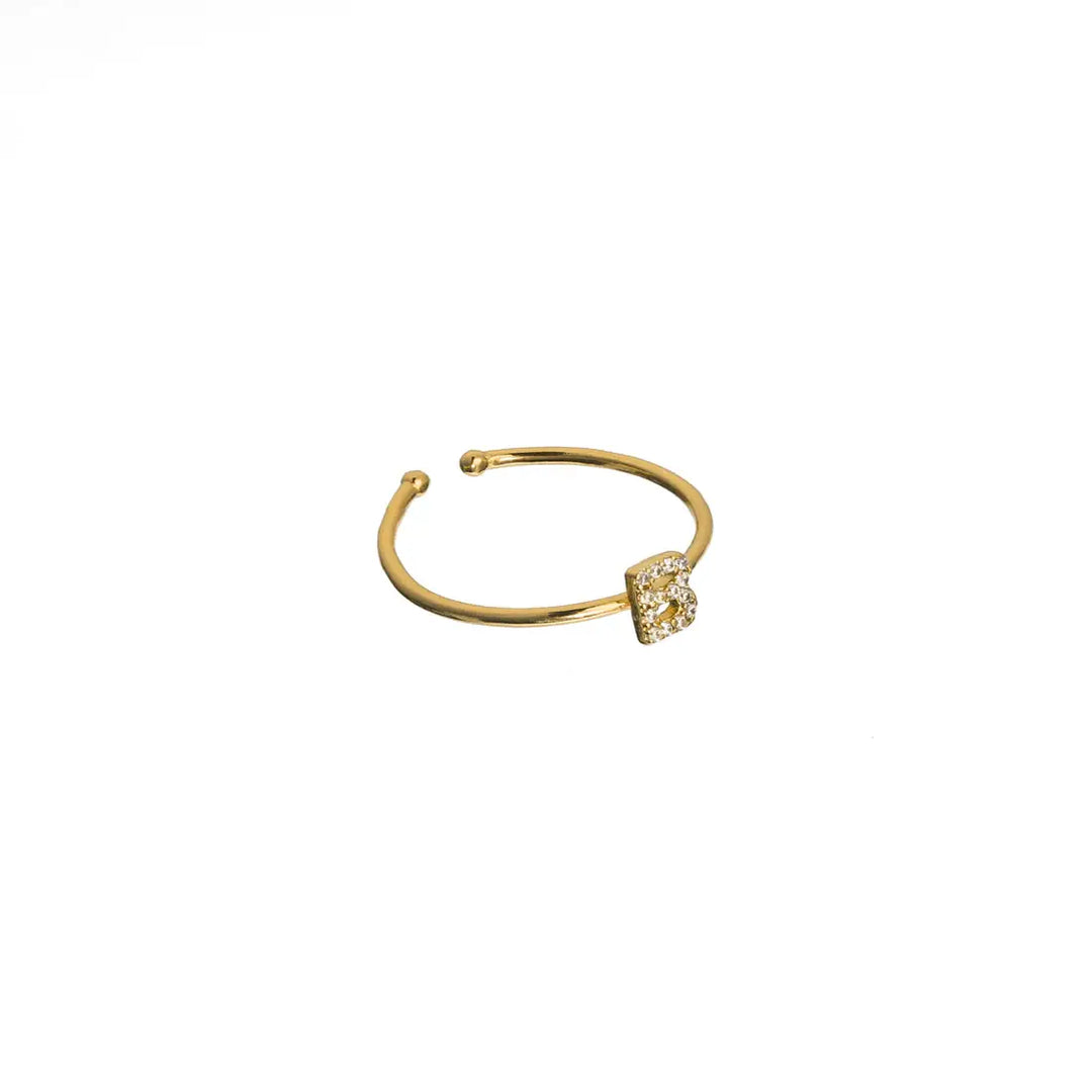 18K Gold Plated Adjustable Initial Ring