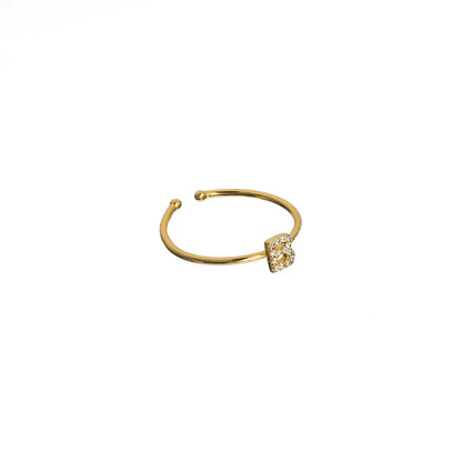 18K Gold Shiny Adjustable Initial Ring