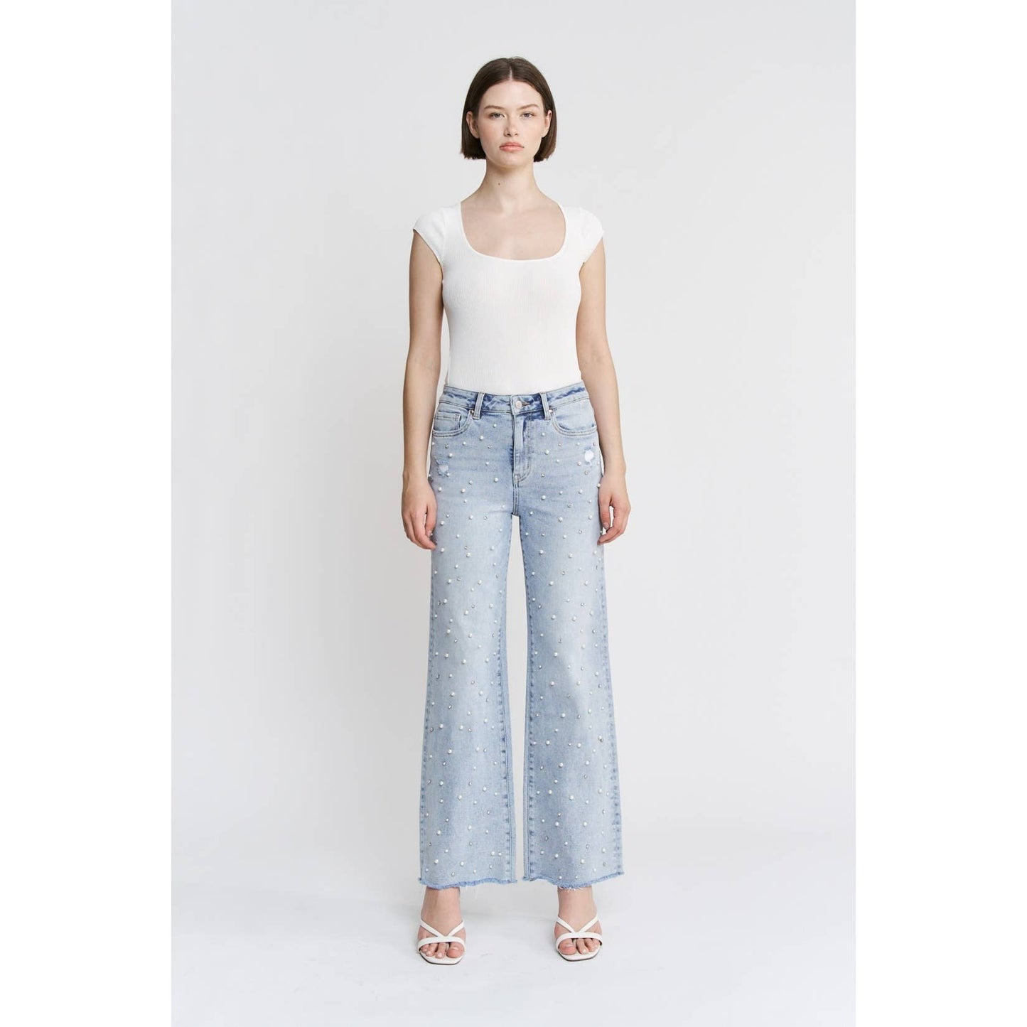 HIGH RISE WIDE LEG WITH EMBELLISHMENT