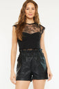 High Rise Black Leather Shorts