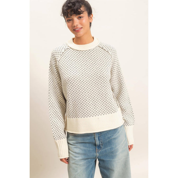 Patterned Mock Neck Sweater