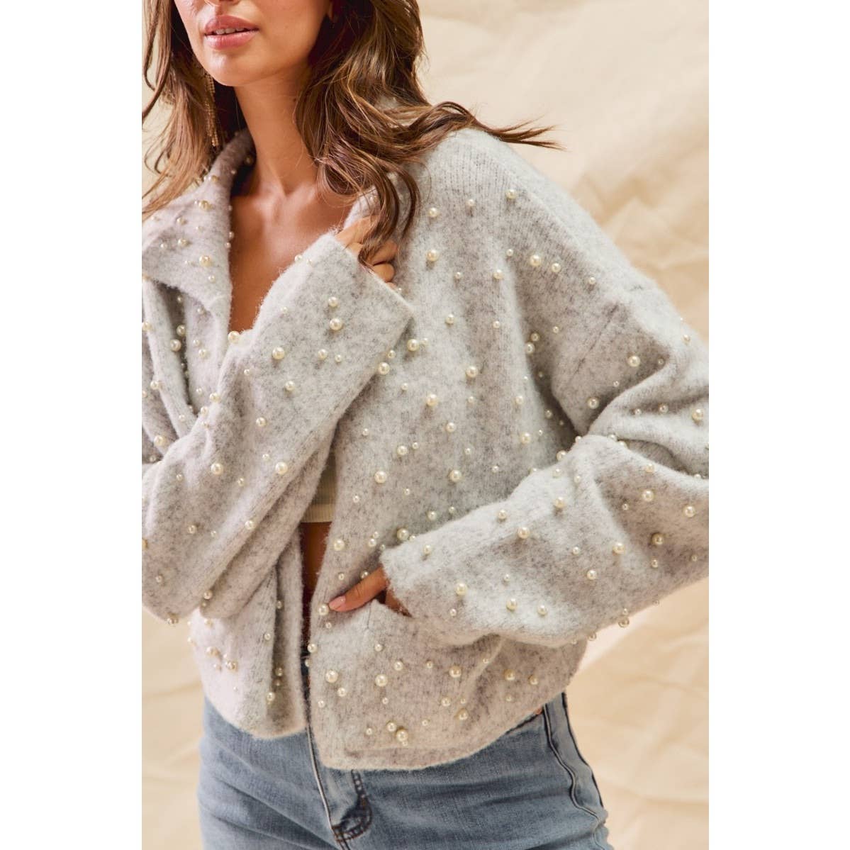 Pearl Embellished Soft Knit Cardigan