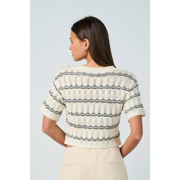 Striped Knitted Short Sleeve Top