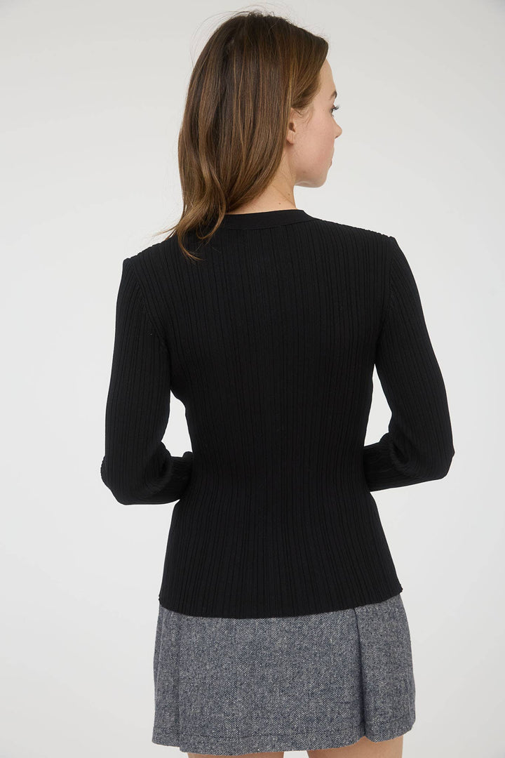 STRIPE KNIT BUTTON DOWN SPLIT HEM CARDIGAN