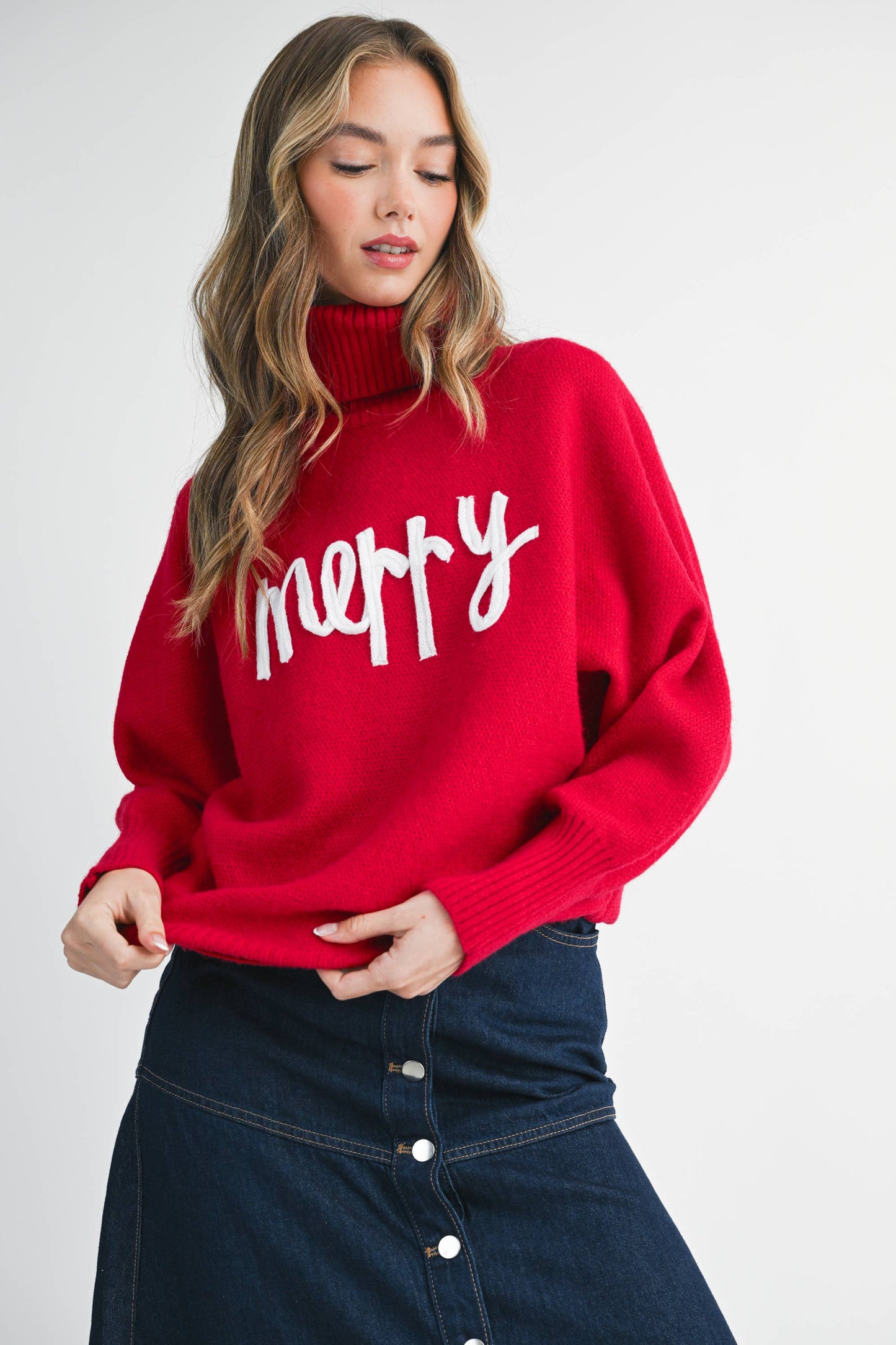Merry Turtleneck Holiday Sweater
