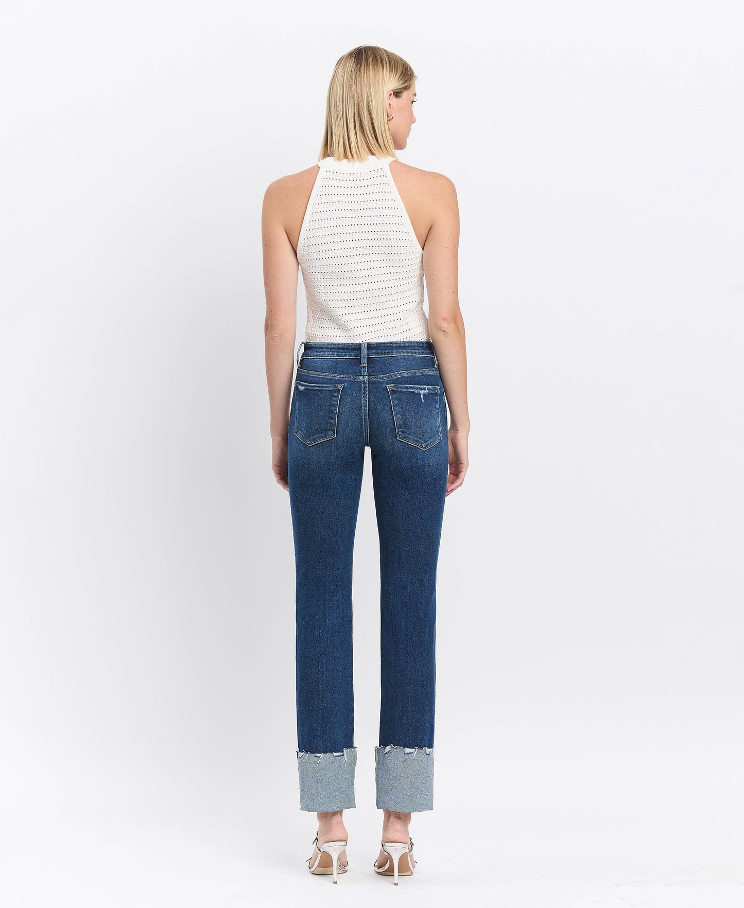 MID RISE CUFFED SLIM STRAIGHT JEANS LV1513