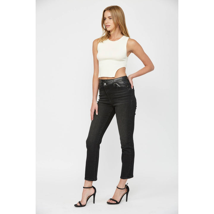 CRISS CROSS HIGH RISE SLIM STRAIGHT ANKLE
