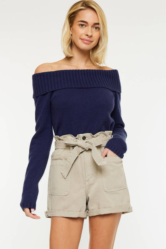 Front tie paper bag shorts