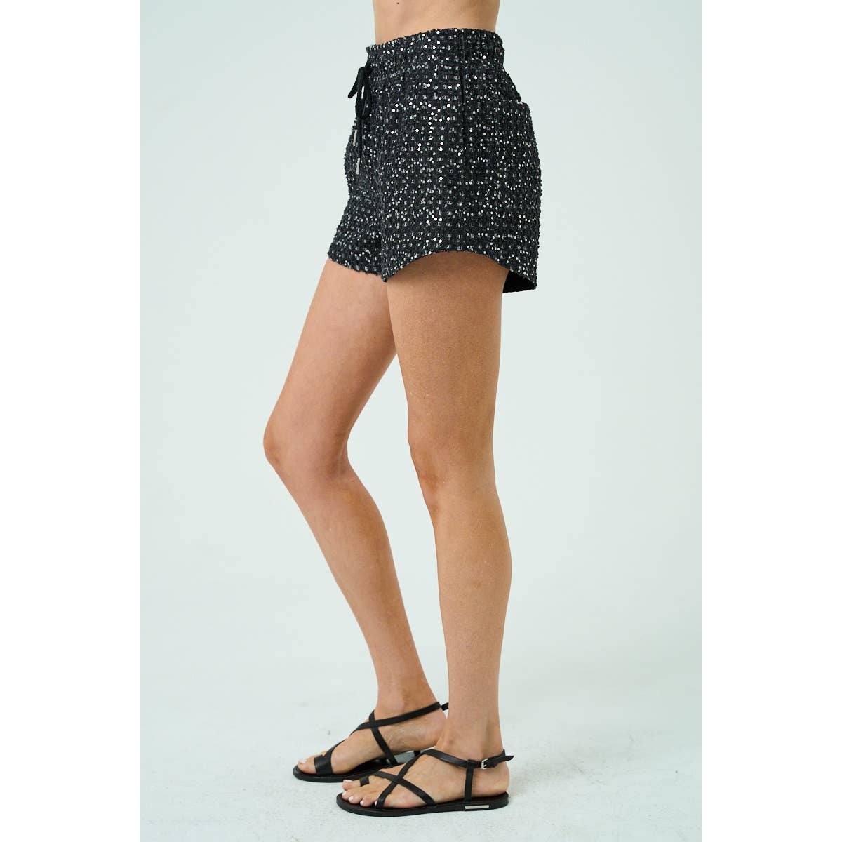 Sequined Denim Summer Shorts
