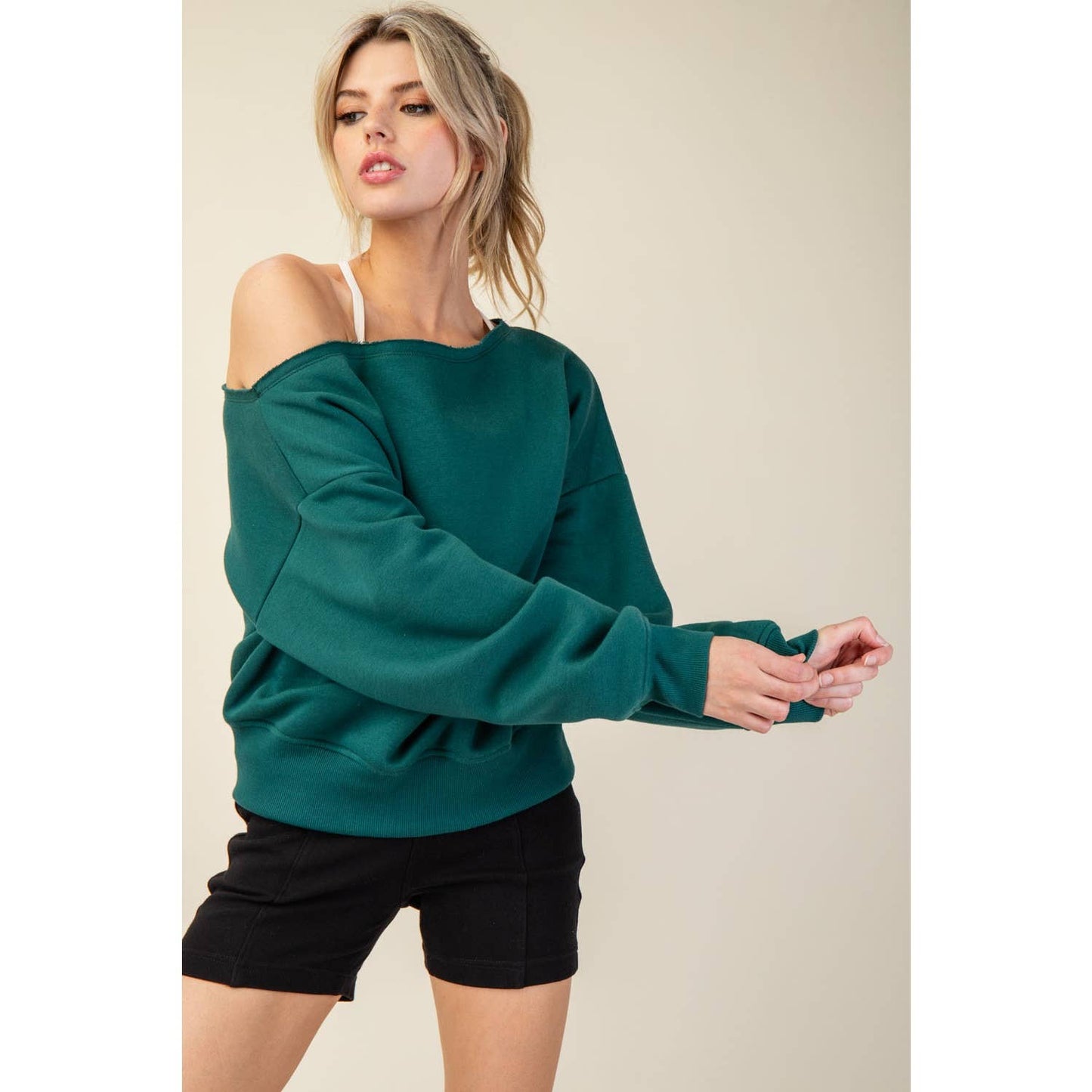 FRENCH TERRY OFF SHOULDER TOP