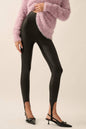Faux Leather High-Waist Stirrup Leggings