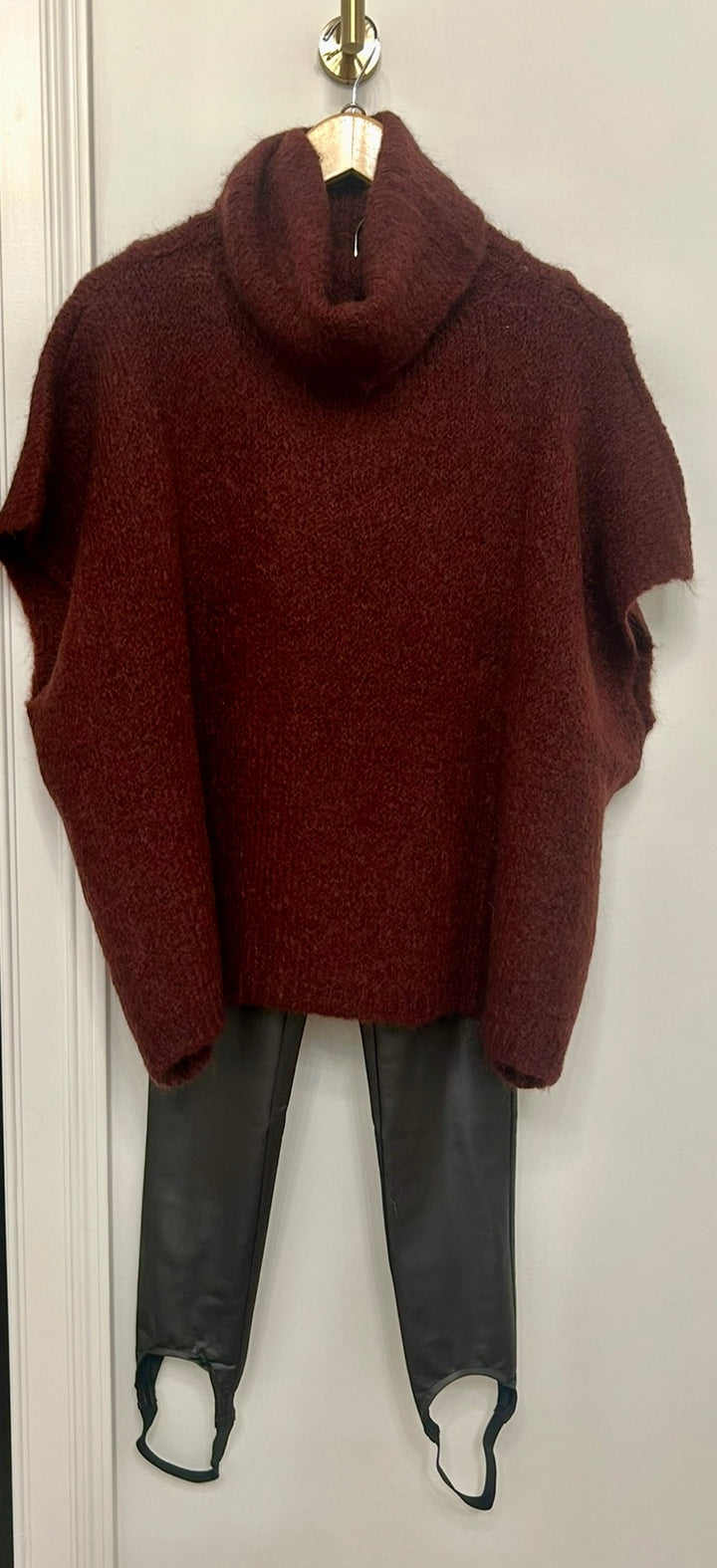 Wine Turtleneck Sleeveless Knit Sweater Vest