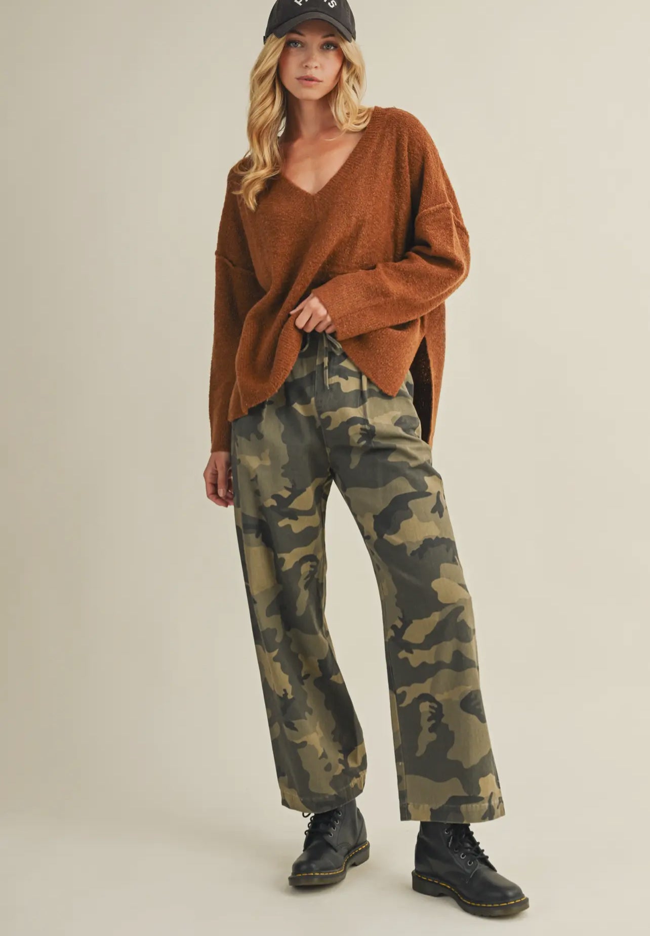 Relaxed Fit Drawstring Camo Pant