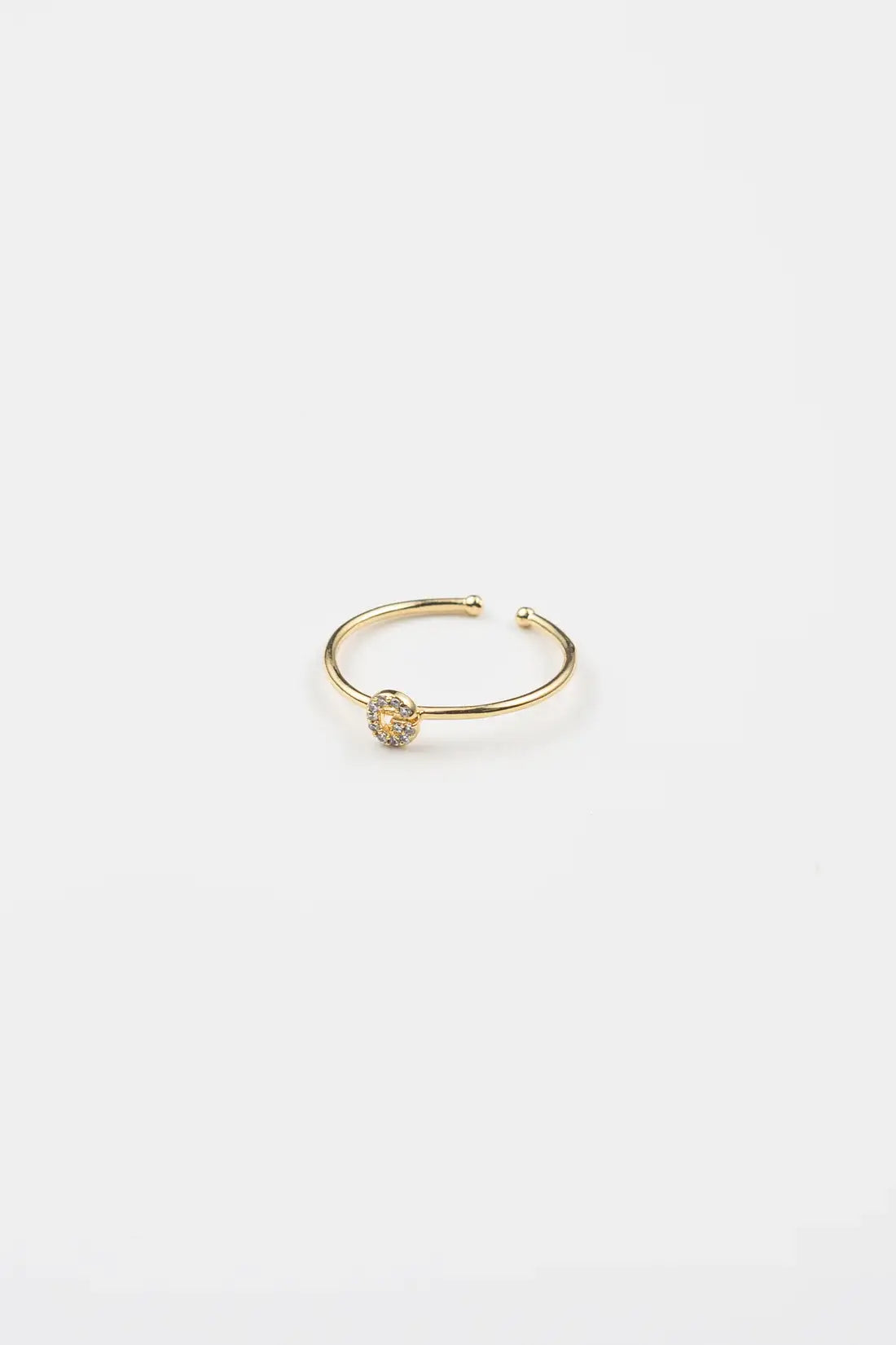 18K Gold Shiny Adjustable Initial Ring