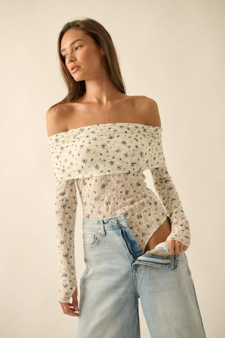 Floral Lace Off-Shoulder Bodysuit