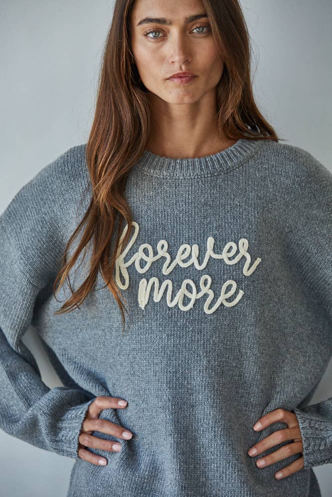 Hand Embroidered  "Forevermore" Knit Sweater