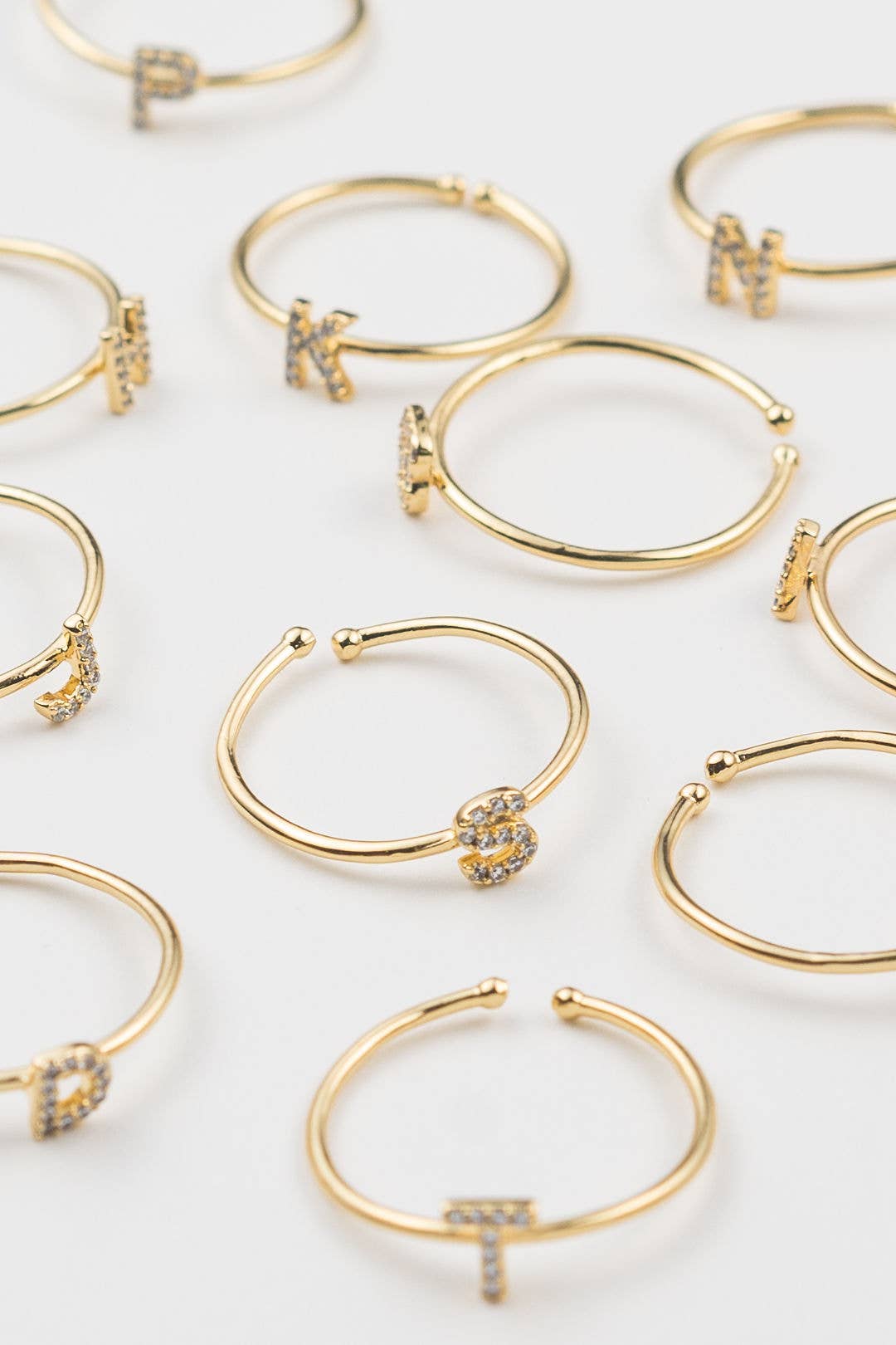 18K Gold Plated Adjustable Initial Ring