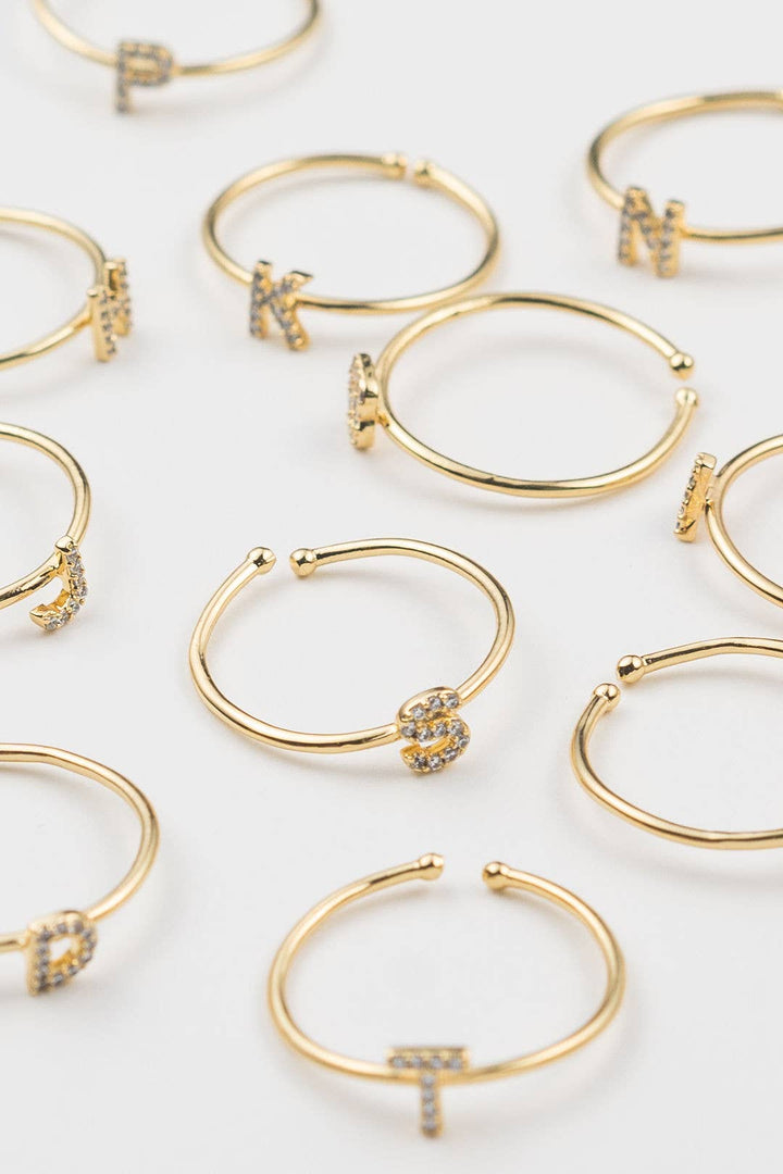 18K Gold Plated Adjustable Initial Ring