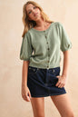 SHORT SLEEVE BUTTON DOWN KNIT CARDIGAN
