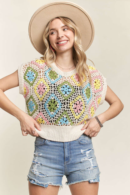 MULTI COLOR CROCHET TOP