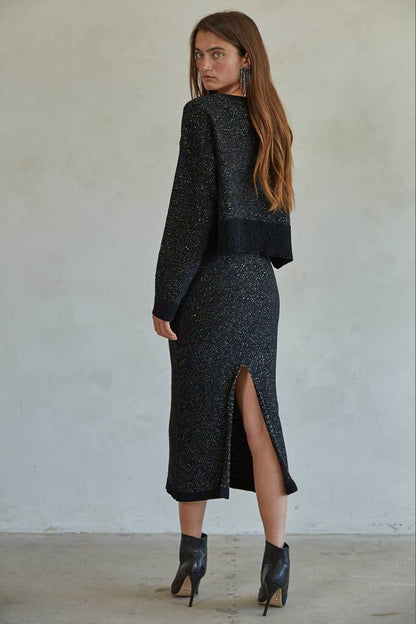 Knit Sweater Polyester Acrylic Lurex Midi Skirt