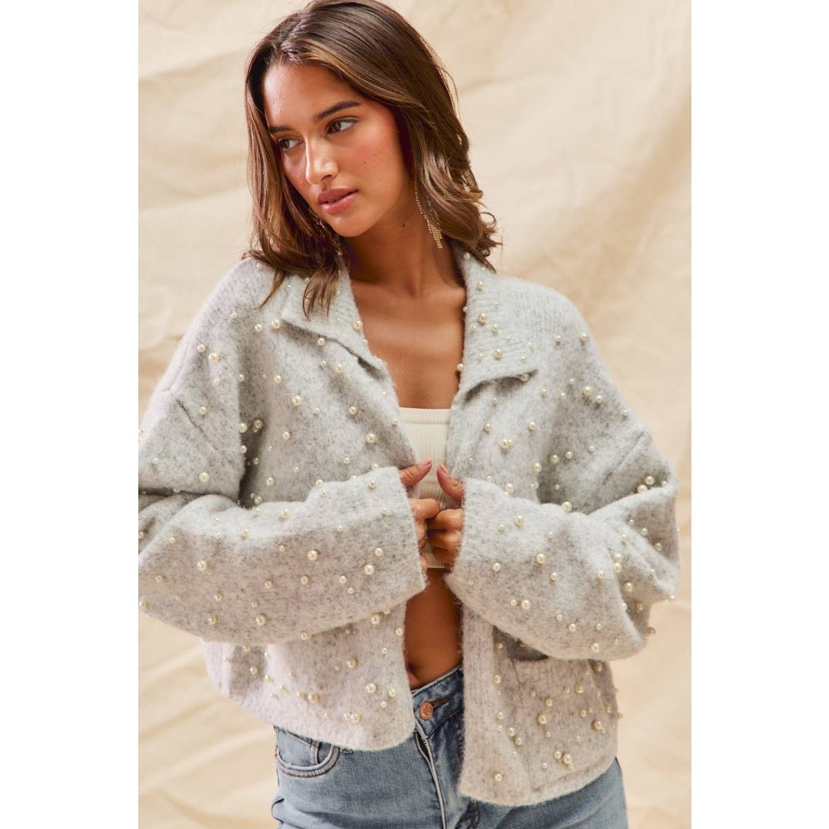 Pearl Embellished Soft Knit Cardigan