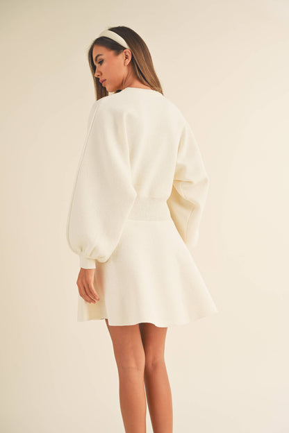 BALLON SLEEVE SWEATER DRESS