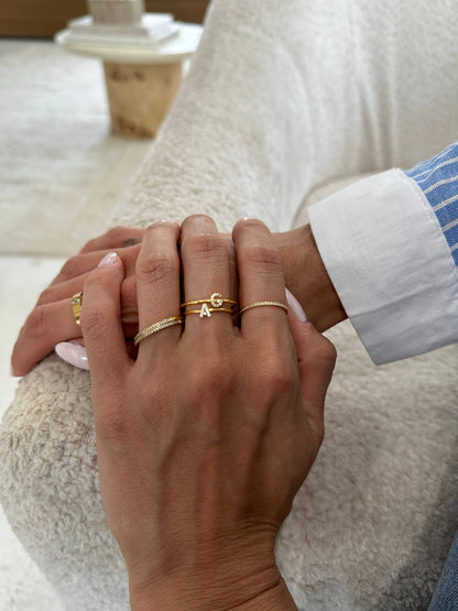 18K Gold Plated Adjustable Initial Ring