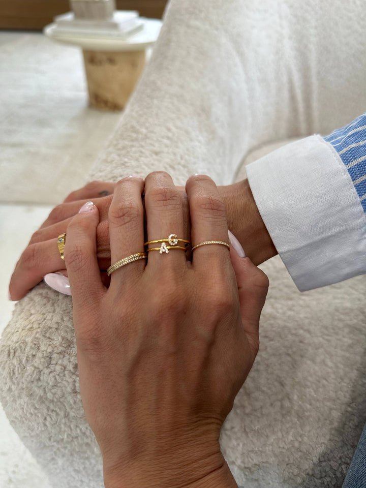 18K Gold Plated Adjustable Initial Ring