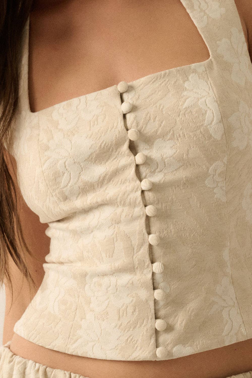 Floral Jacquard Corset Top