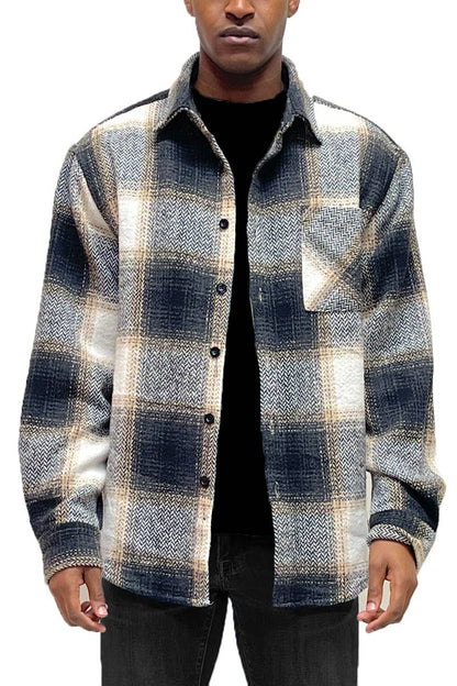 Unisex Flannel Shirt Jacket Shacket Long Sleeve