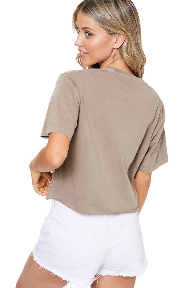 Buck 'Em Graphic S/S Washed Faux Crop Tee