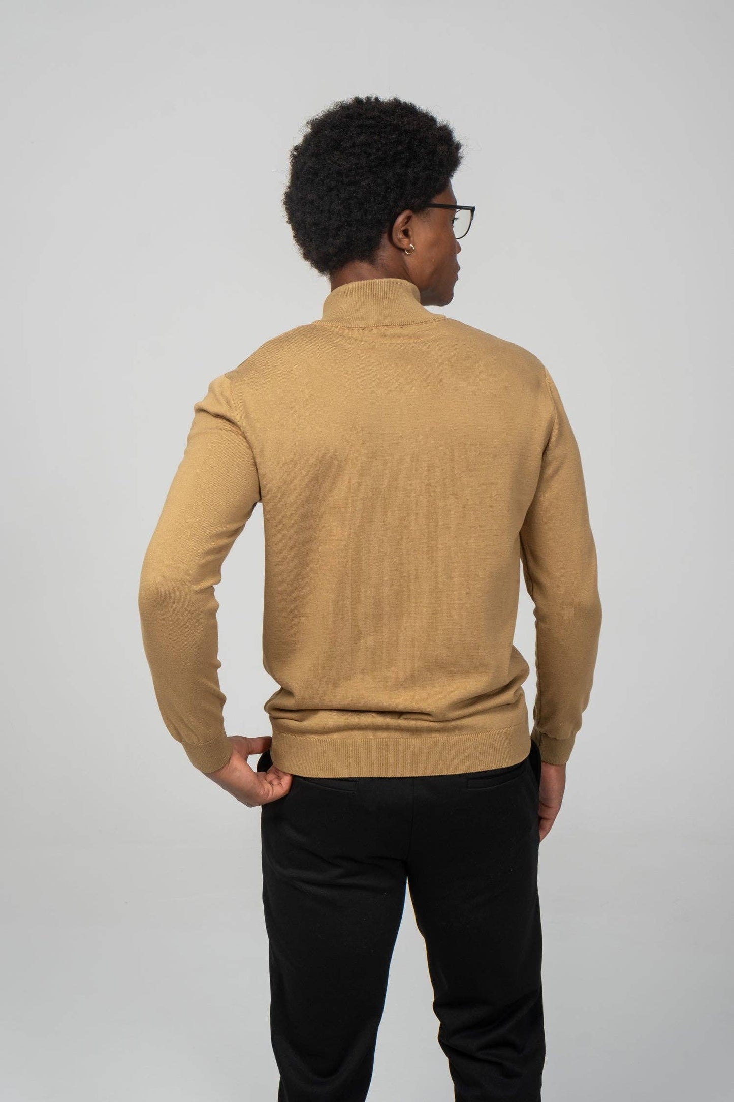 Men's Zipper Closure Mock Neck Sweater