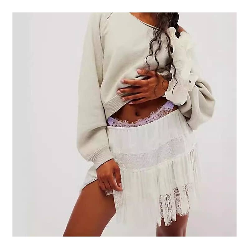 High Waist Lace Mini Skirt