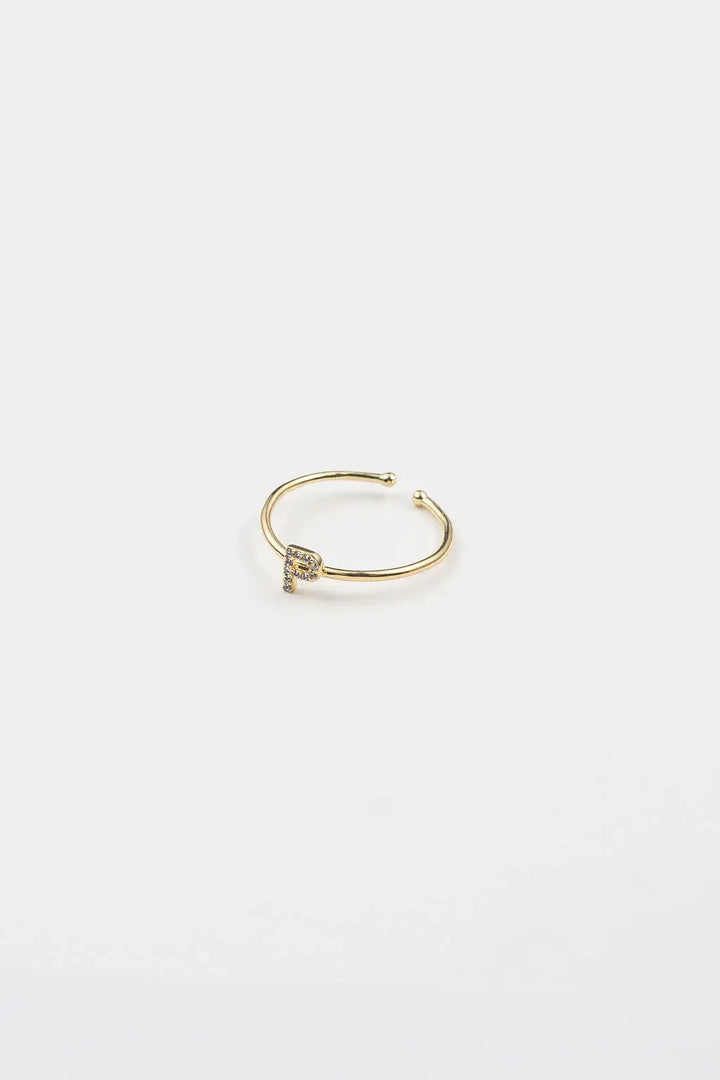 18K Gold Plated Adjustable Initial Ring